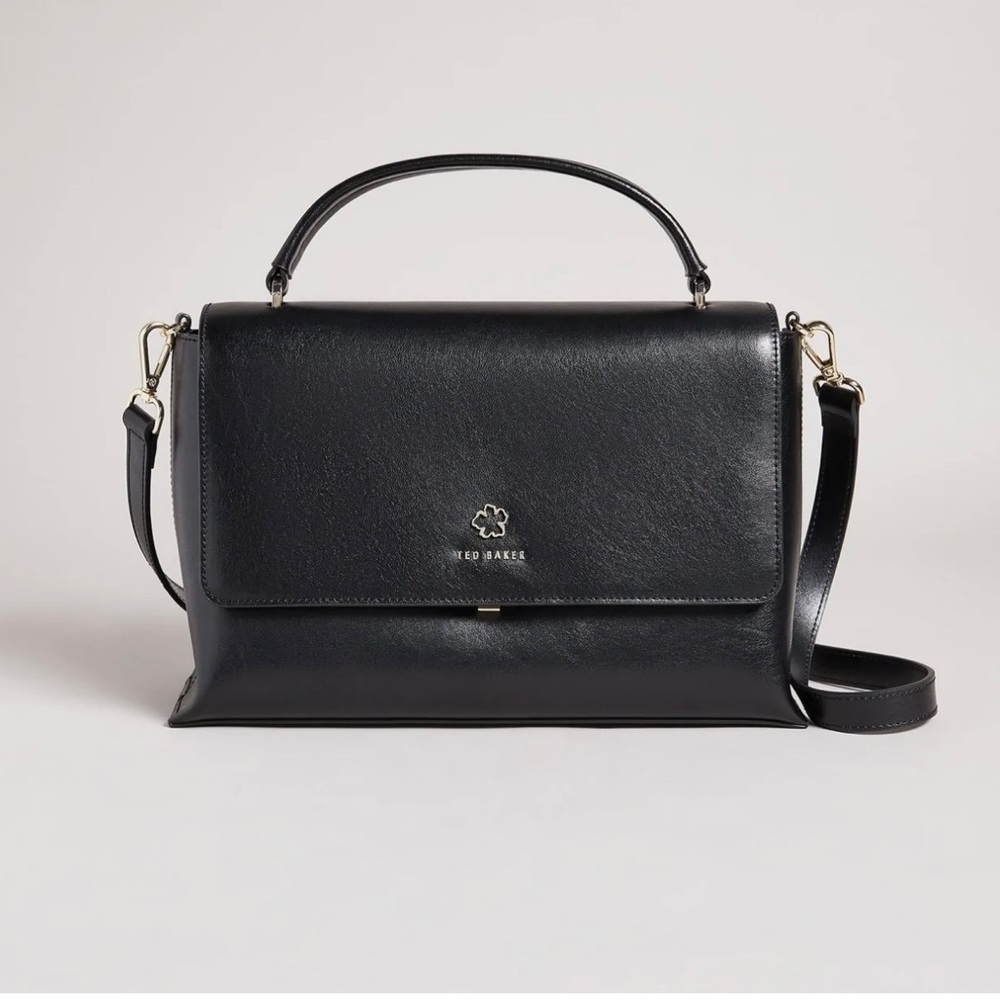 Ted Baker JORJIA Flower Eyelet Top Handle Bag black leather